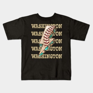 Aesthetic Design Washington Gifts Vintage Styles Baseball Kids T-Shirt